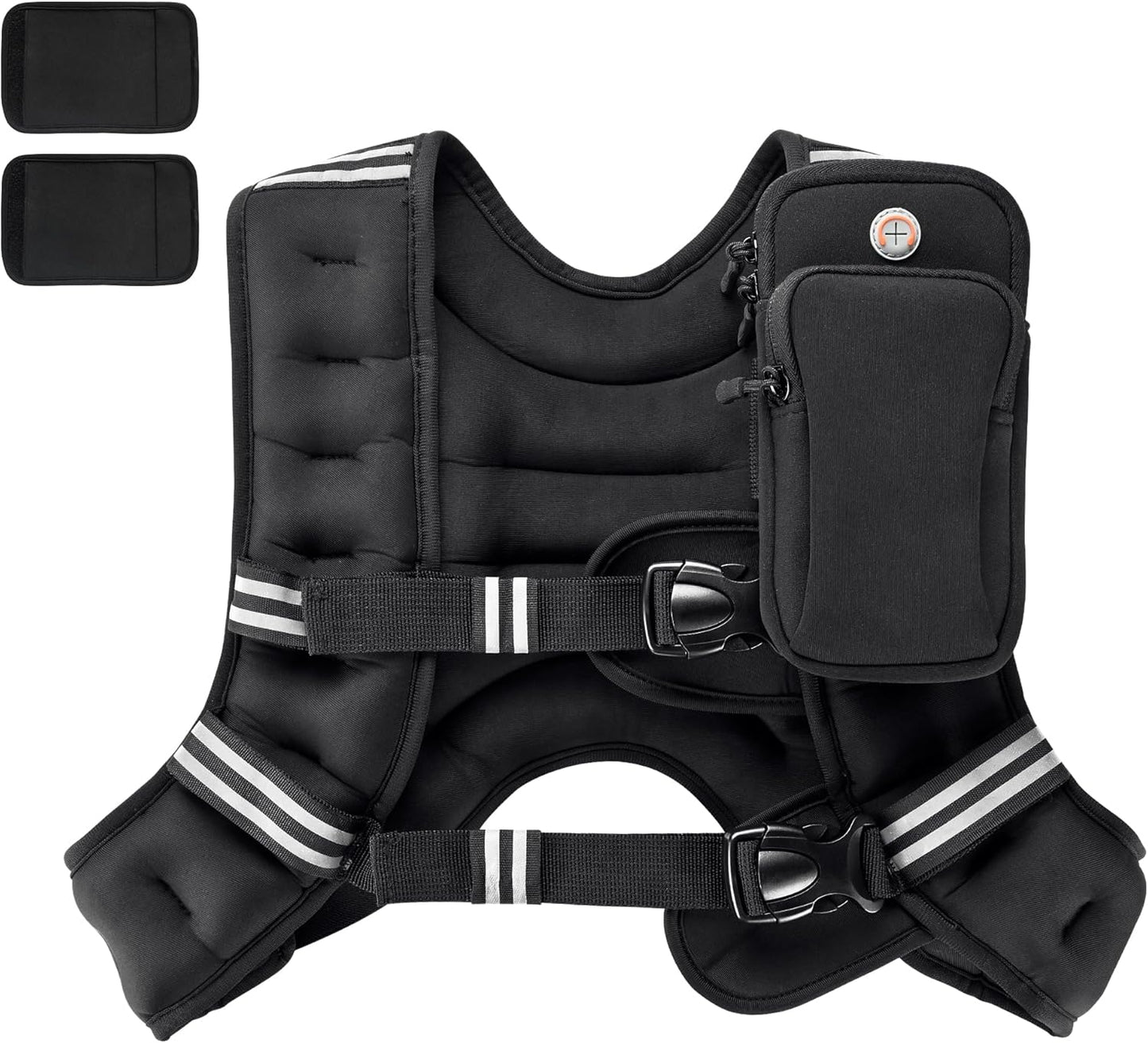 Weighted Vest,4Lb/6Lb/10Lb/12Lb/16Lb/20Lb/25Lb/30Lb Weight Vest with Reflective Stripe, Body Weight Vests Adjustable for Men, Women Workout, Strength Training, Running, Walking, Jogging